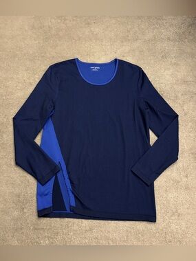 Tory Burch Tory Sport Front Split Long Sleeve Top Blue